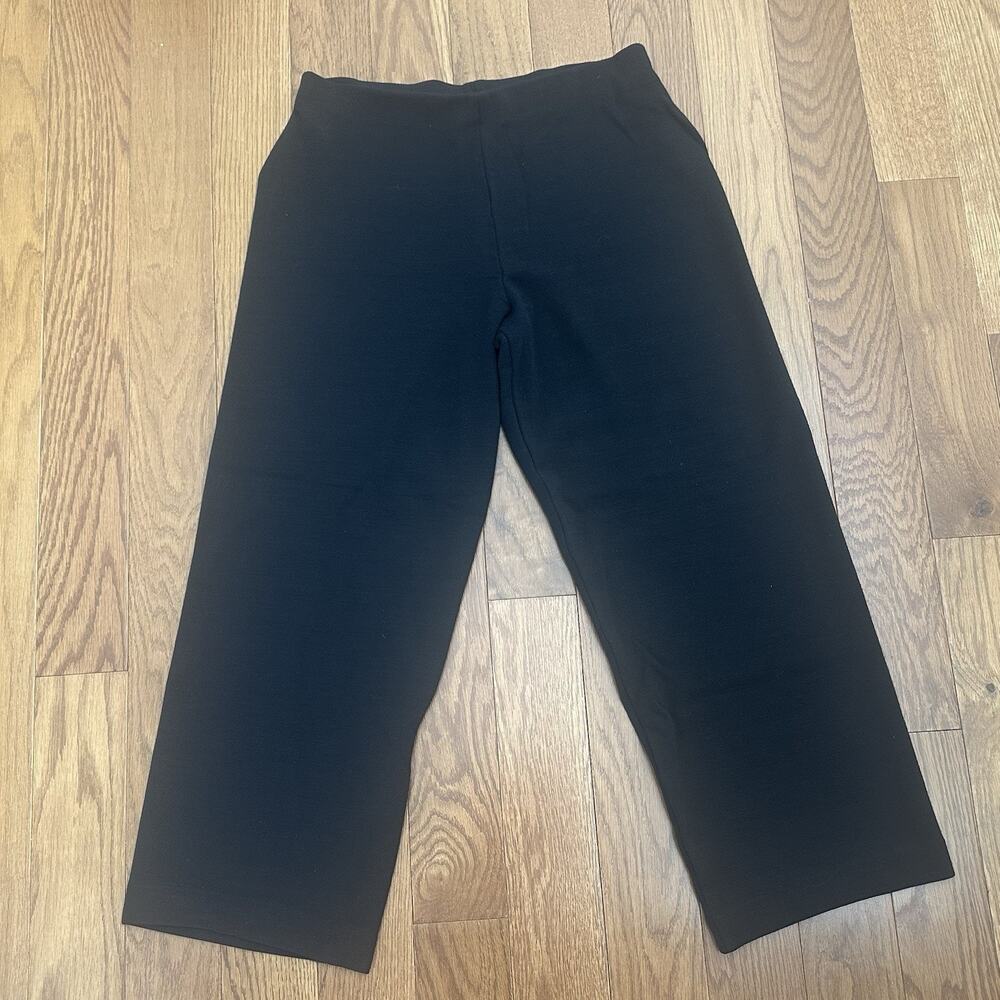 Eileen Fisher Cropped Pants Women's Small‎ Black Elastic Waist Pull On Casual